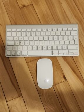 Apple White Wireless Keyboard and Magic Mouse - White/Silver